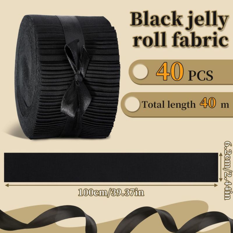 Tela ZMAAGG Jelly Roll 40 piezas negro para acolchado