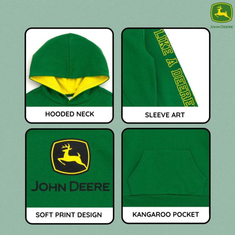 Sudadera John Deere talla 5 verde Kelly de forro polar