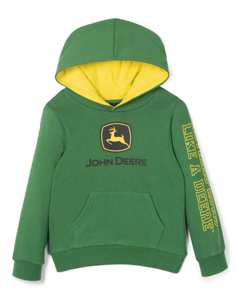 Sudadera John Deere talla 5 verde Kelly de forro polar