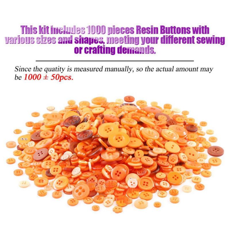 Botones de costura Swpeet 1000 uds Resina naranja 07‑3 cm