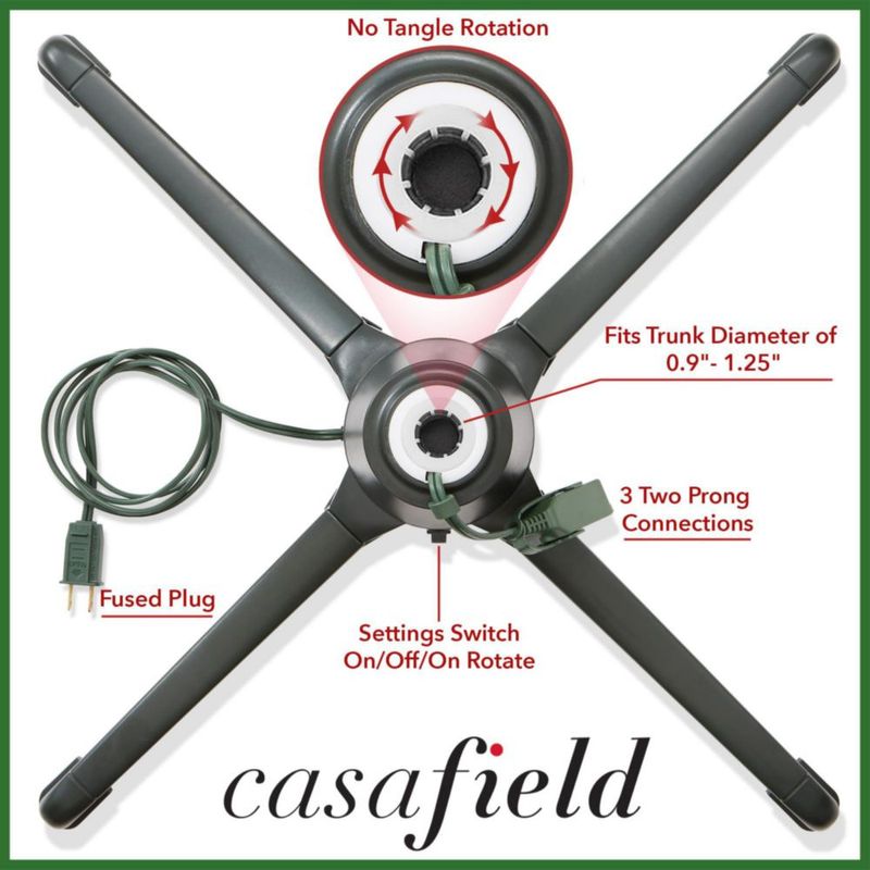 Soporte giratorio para árbol de Navidad Casafield 91 cm 3 tomas verde