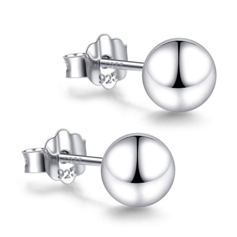 Arete CUTEFEEL de bola 8 mm con chapado en oro blanco de 18K