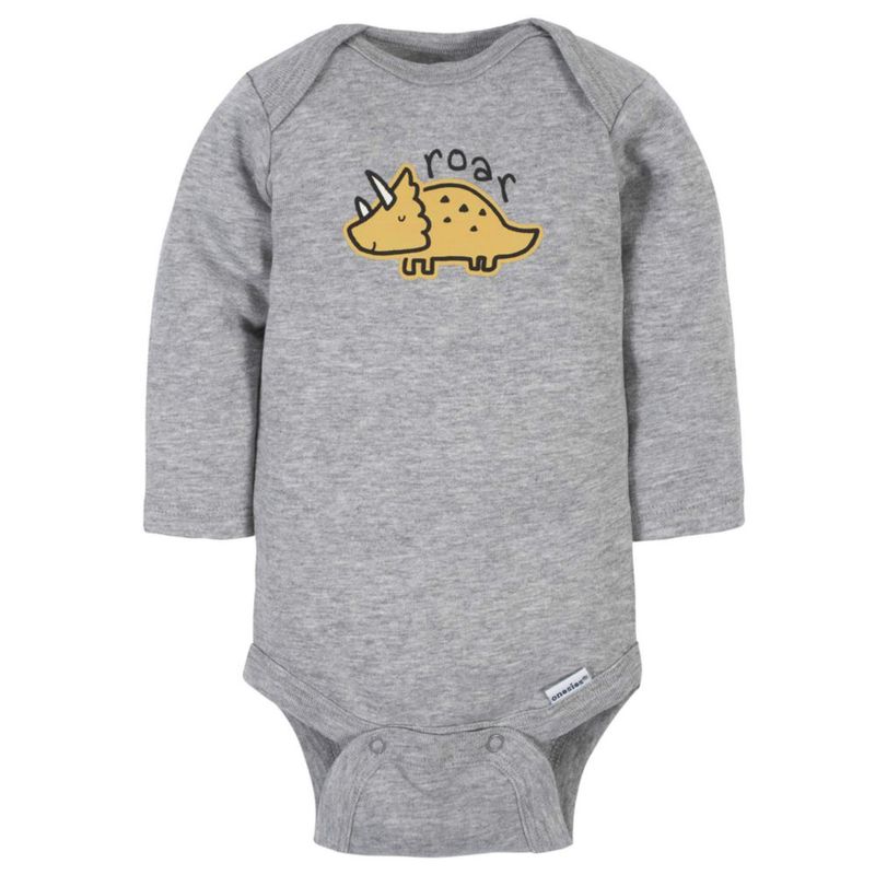 Body Gerber para bebés varones 6 unidades manga larga color azul dinosaurio