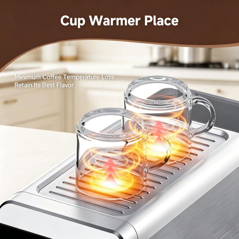 Máquina de Espresso AMZCHEF 20 Bar Acabado Plateado Mate 1350W