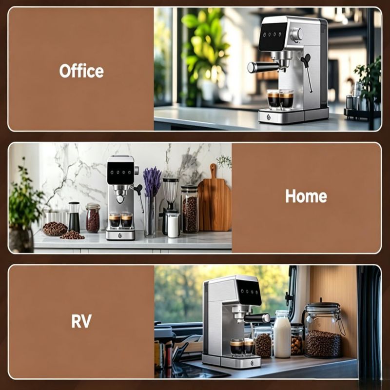 Máquina de Espresso AMZCHEF 20 Bar Acabado Plateado Mate 1350W