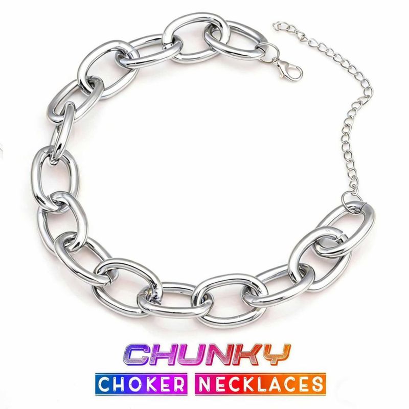 Collar gargantilla CLOACE de 33 cm en plata con eslabones cubanos 42 g