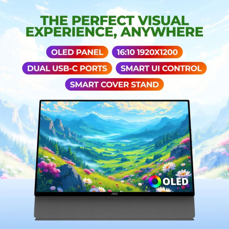 Monitor AOC de 16" OLED WUXGA USB‑C Mini HDMI 16T40D