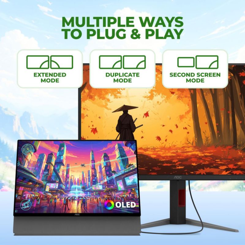 Monitor AOC de 16" OLED WUXGA USB‑C Mini HDMI 16T40D