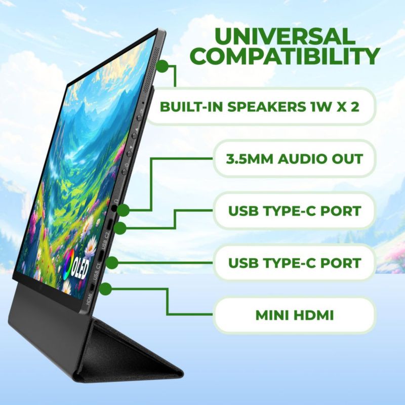Monitor AOC de 16" OLED WUXGA USB‑C Mini HDMI 16T40D
