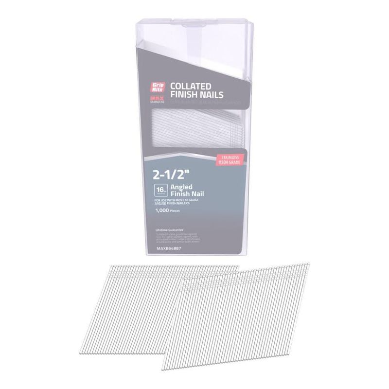 Clavo de Acabado Grip-Rite MAXB64887 de 16 ga y 64 cm de Acero Inoxidable