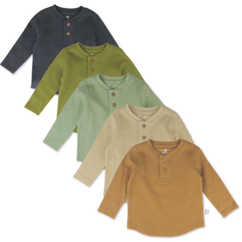 Camiseta HonestBaby 4T juego de 5 manga larga estilo Henley