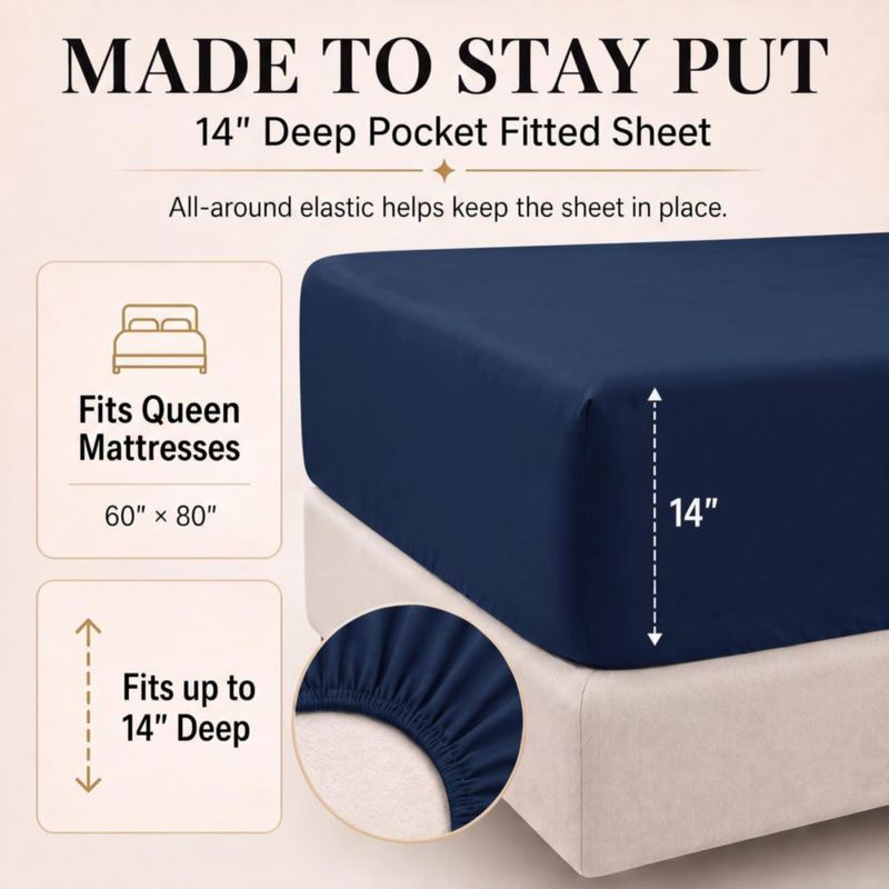 Juego de ropa de cama CozyLux Queen 7 piezas color azul marino microfibra