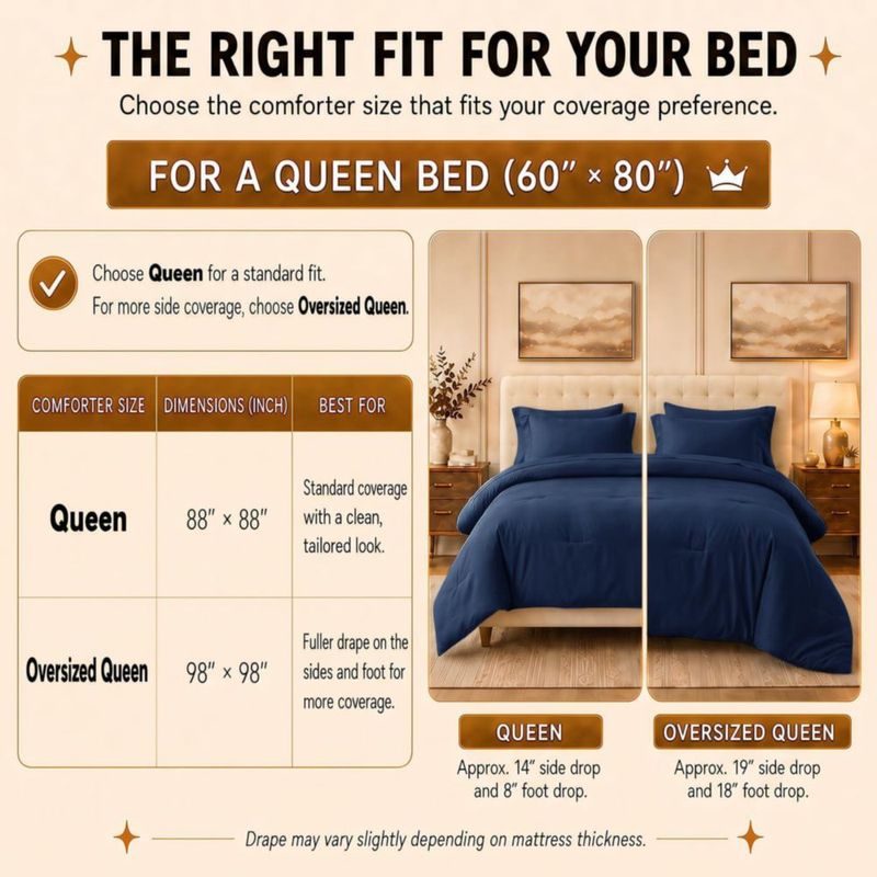 Juego de ropa de cama CozyLux Queen 7 piezas color azul marino microfibra