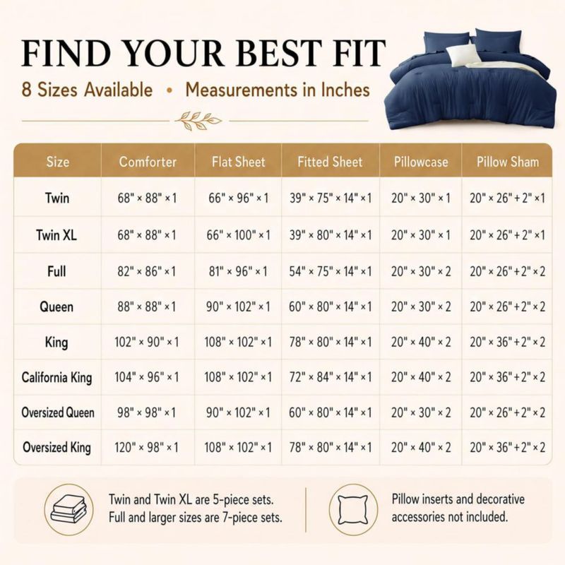 Juego de ropa de cama CozyLux Queen 7 piezas color azul marino microfibra