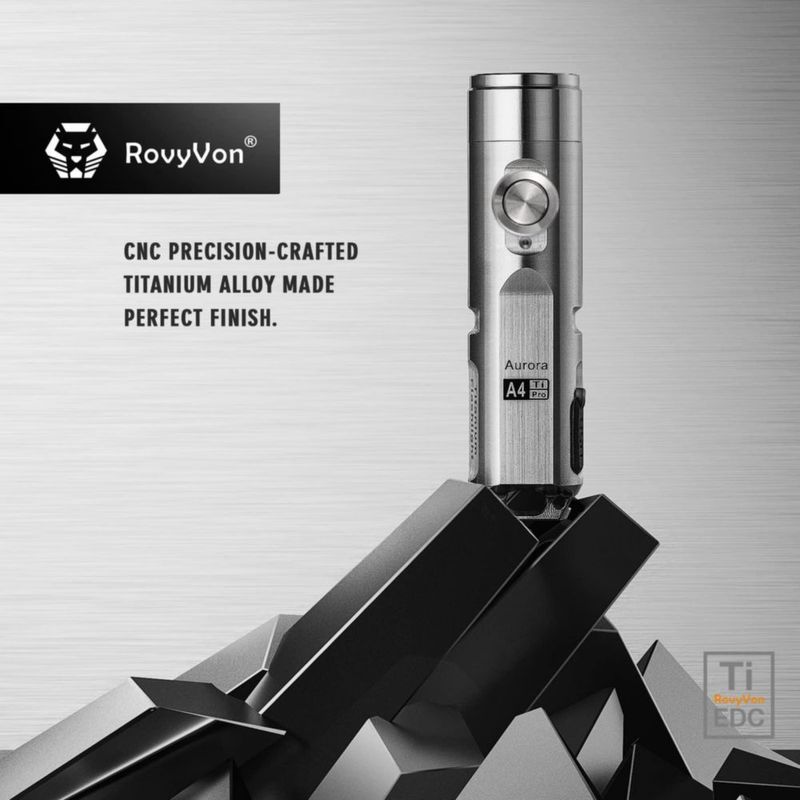 Linterna de llavero RovyVon A4 Pro de titanio con USB‑C 650 lúmenes