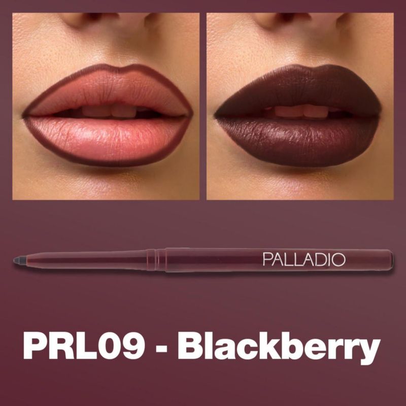 Lápiz delineador de labios Palladio Retráctil Impermeable Baya Negra