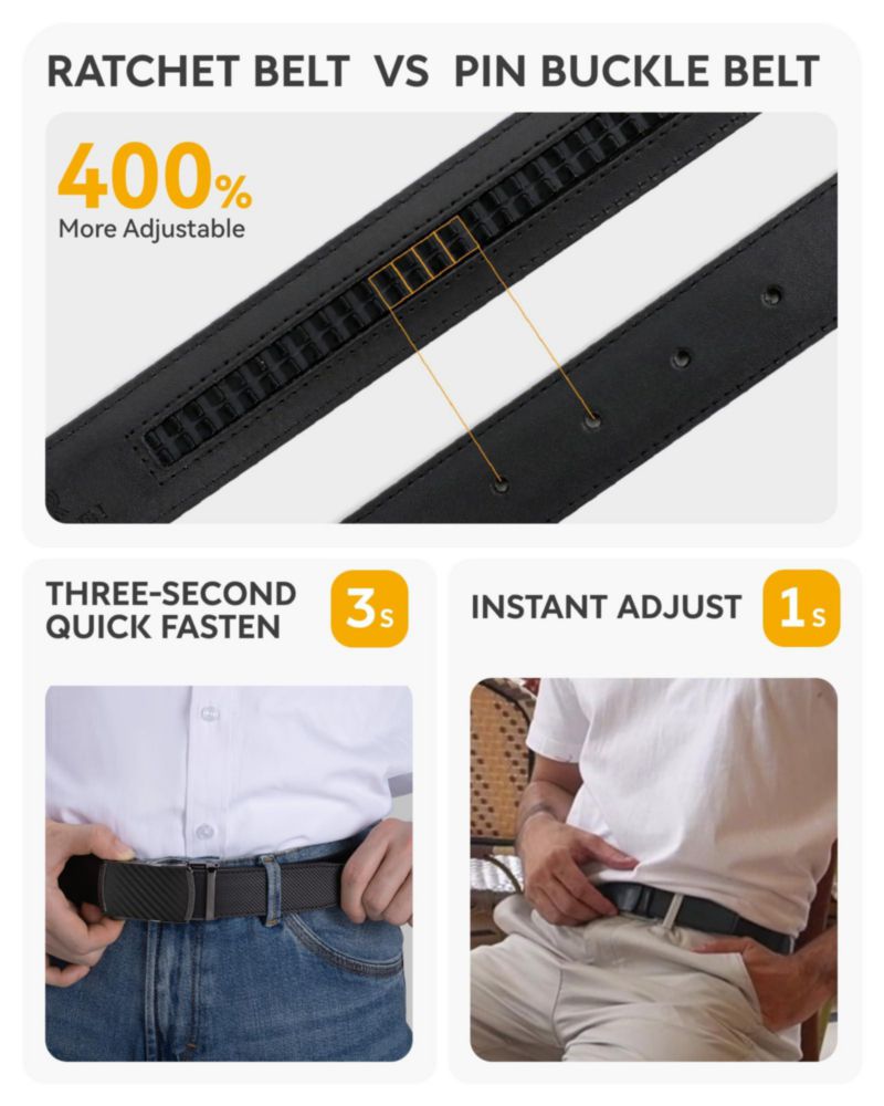 Cinturón de cuero ajustable con trinquete CHAOREN – Pack de 2