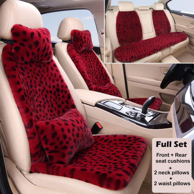 Fundas de asiento Seemehappy rojo con estampado de leopardo ajuste universal
