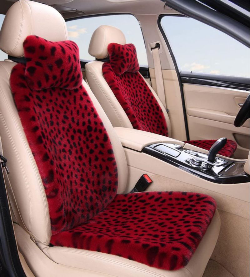 Fundas de asiento Seemehappy rojo con estampado de leopardo ajuste universal
