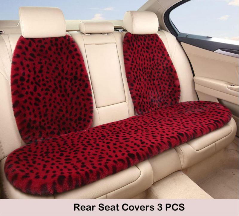 Fundas de asiento Seemehappy rojo con estampado de leopardo ajuste universal
