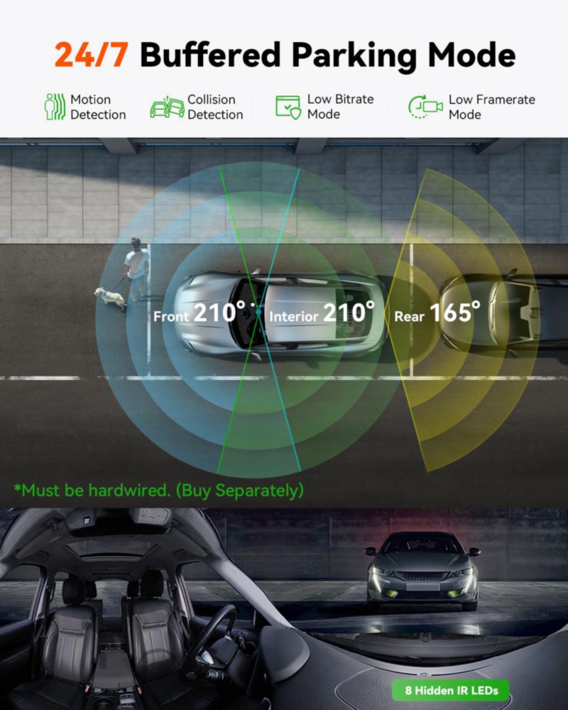 Cámara de tablero VANTRUE E360 Plus 585° ojo de pez WiFi GPS
