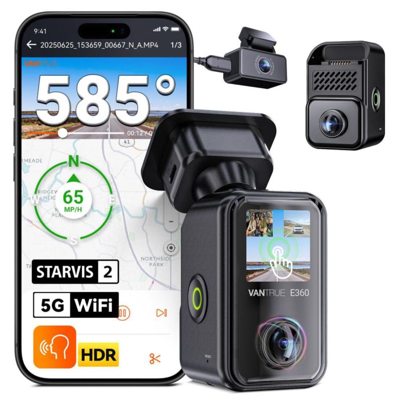 Cámara de tablero VANTRUE E360 Plus 585° ojo de pez WiFi GPS