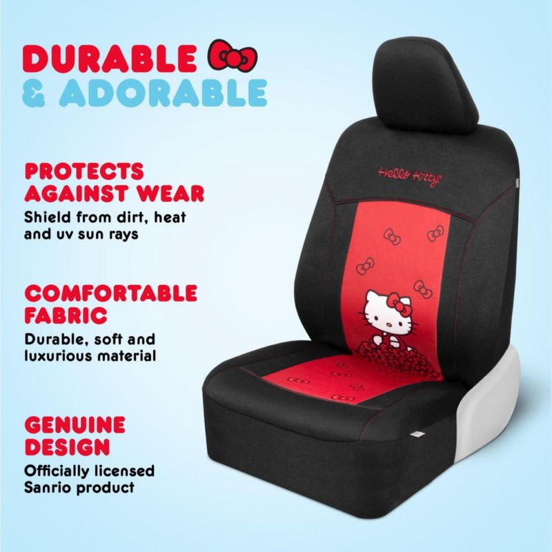 Juego completo de fundas de asiento y cubierta de volante Hello Kitty rojo - Carbella