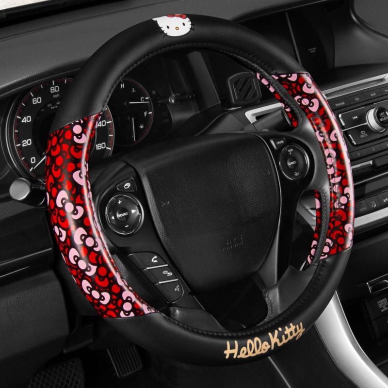 Juego completo de fundas de asiento y cubierta de volante Hello Kitty rojo - Carbella