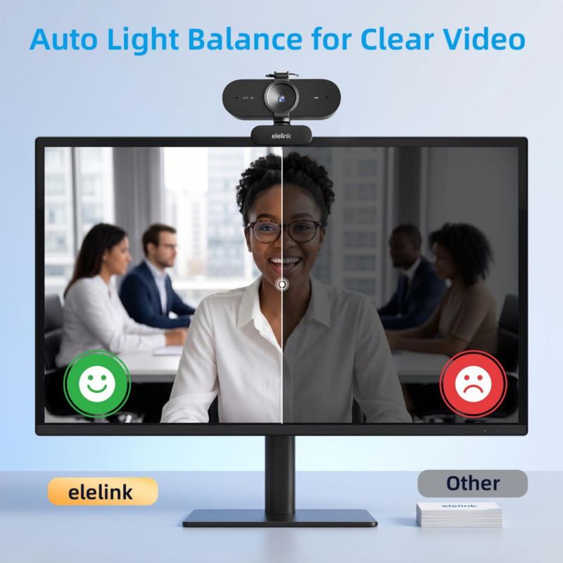 Cámara web Elelink 4K con autoenfoque y micrófonos duales USB