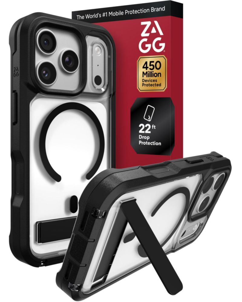 Funda ZAGG para iPhone 18/17 Pro negra con soporte