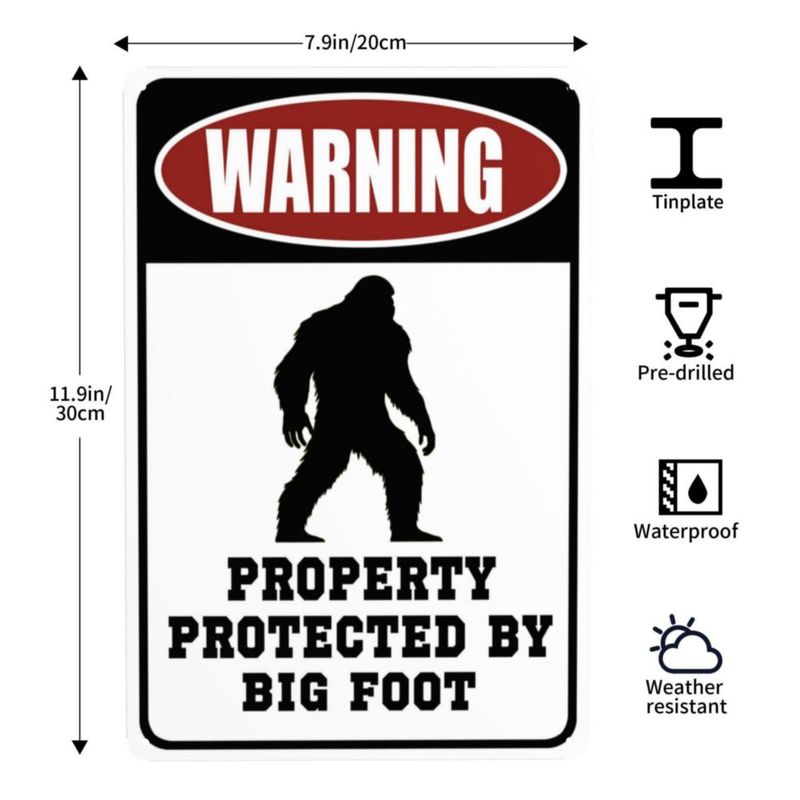 Letrero decorativo SFMY 30x20 cm Bigfoot para exteriores