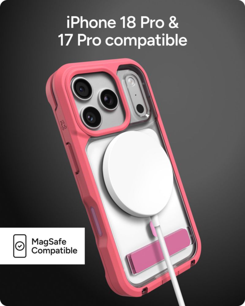 Funda ZAGG Rainier para iPhone 18/17 Pro Rosa con Soporte