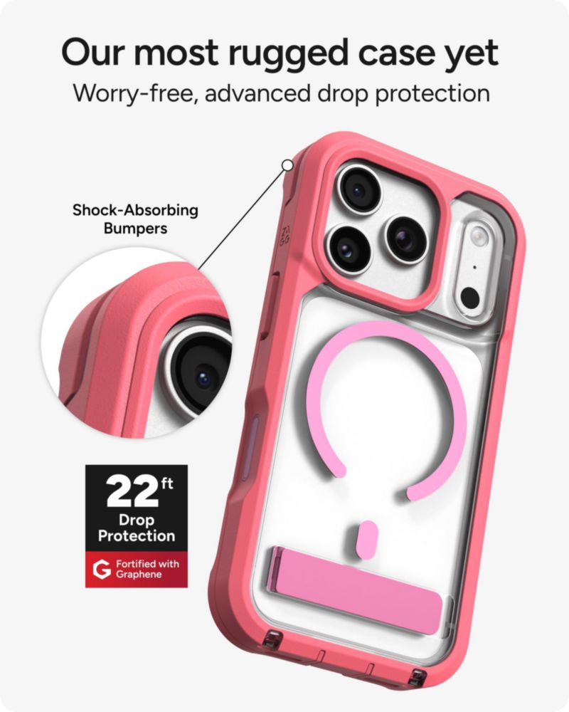 Funda ZAGG Rainier para iPhone 18/17 Pro Rosa con Soporte