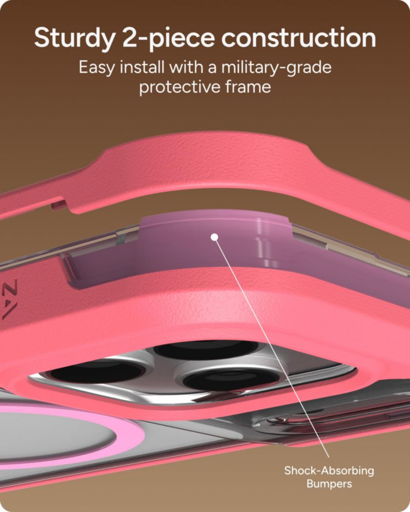 Funda ZAGG Rainier para iPhone 18/17 Pro Rosa con Soporte