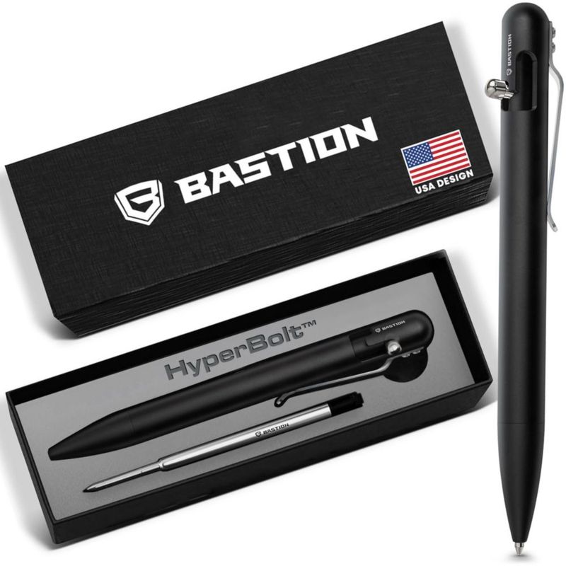 Bolígrafo de Acción Rápida BASTION Negro Jet de Aluminio EDC