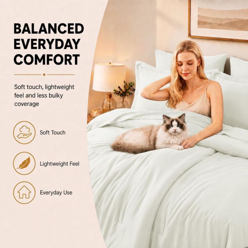 Juego de ropa de cama CozyLux King 7 piezas en color marfil microfibra