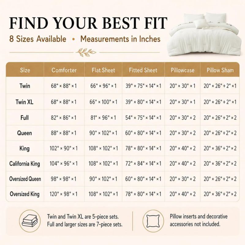 Juego de ropa de cama CozyLux King 7 piezas en color marfil microfibra