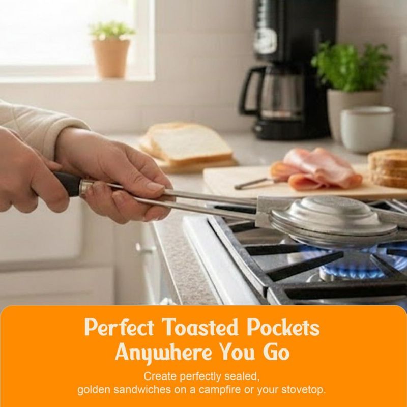 Plancha portátil Toas‑Tite XL de aluminio fundido para sándwiches