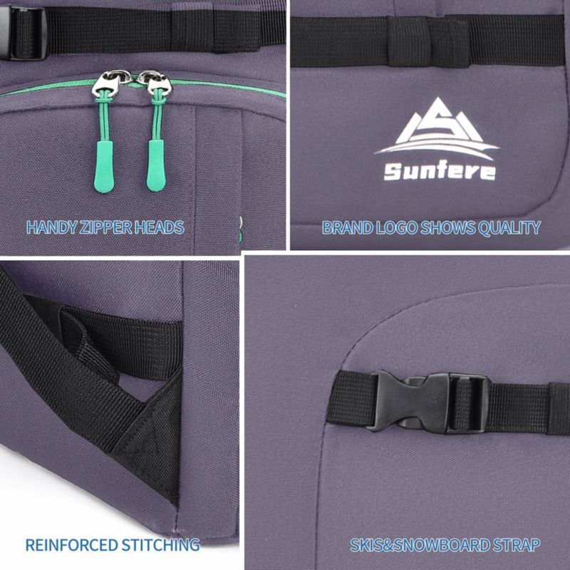 Mochila impermeable morada de 50 L para botas de esquí FeedMoo