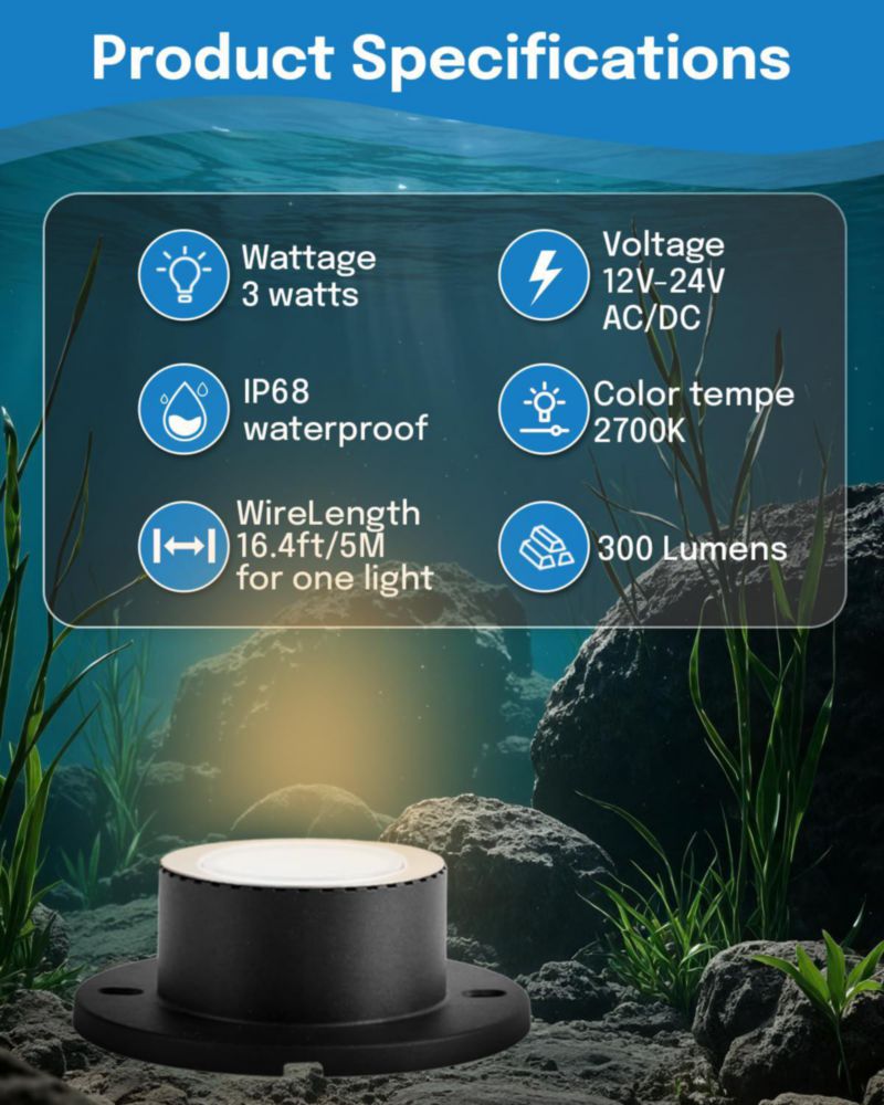 Luces sumergibles para estanque HIBOITEC LED 2700K impermeables 4 piezas