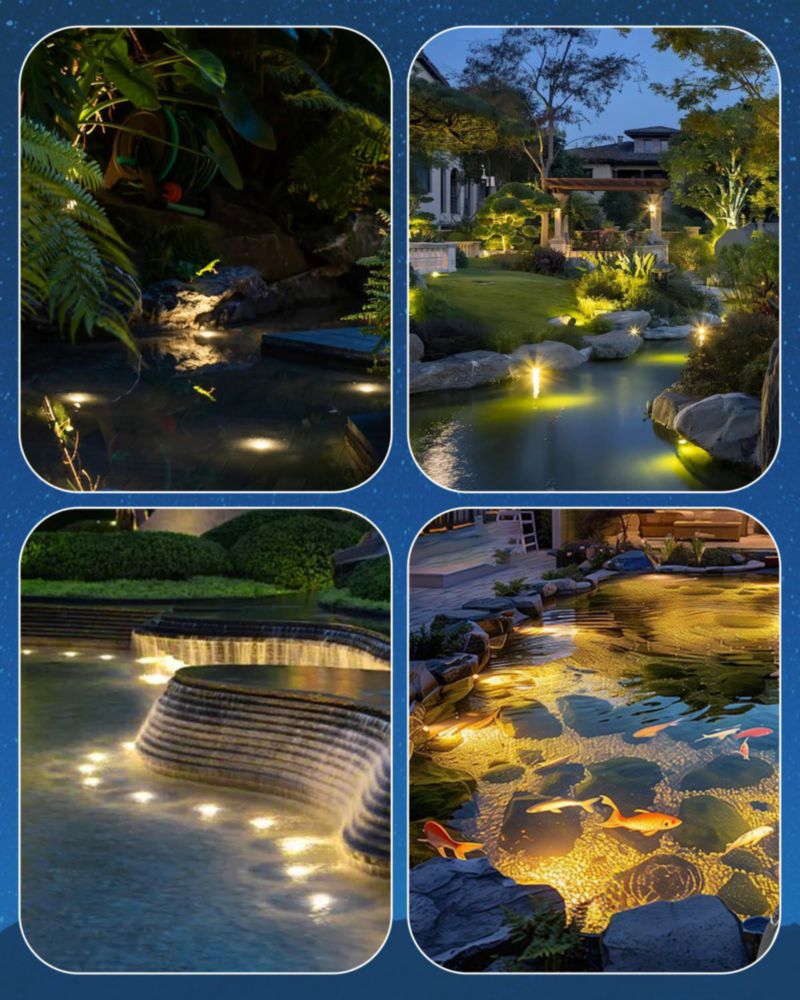 Luces sumergibles para estanque HIBOITEC LED 2700K impermeables 4 piezas