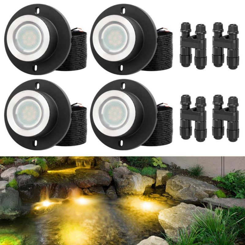 Luces sumergibles para estanque HIBOITEC LED 2700K impermeables 4 piezas