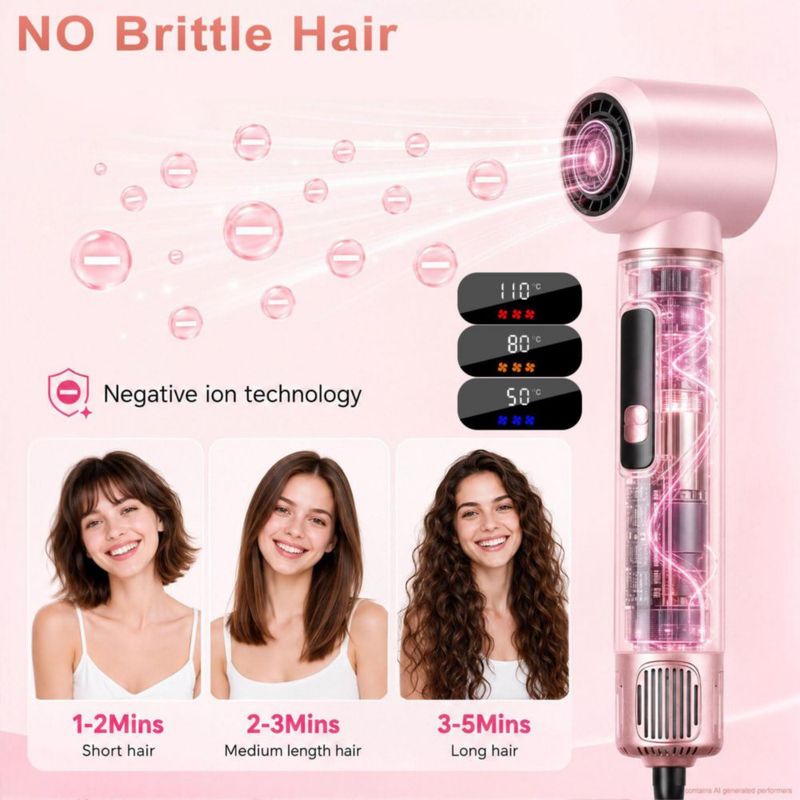 Peinador de Aire AVENHO 5 en 1 Set de Cepillo Secador Rosa