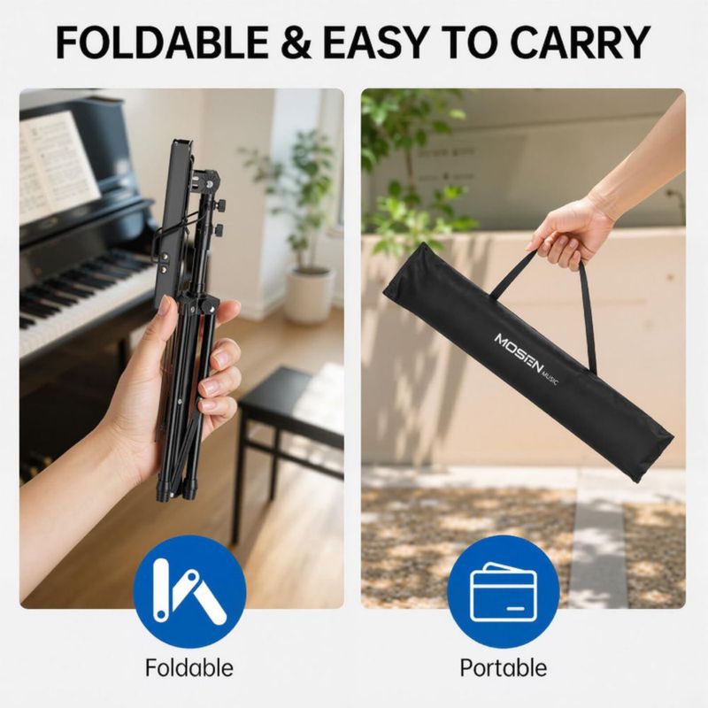 Atril para partituras MOSEN MUSIC plegable 28-55 cm negro