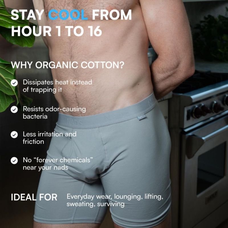 Boxer NADS de Algodón Orgánico Gris - Pack de 6 - Talla Grande
