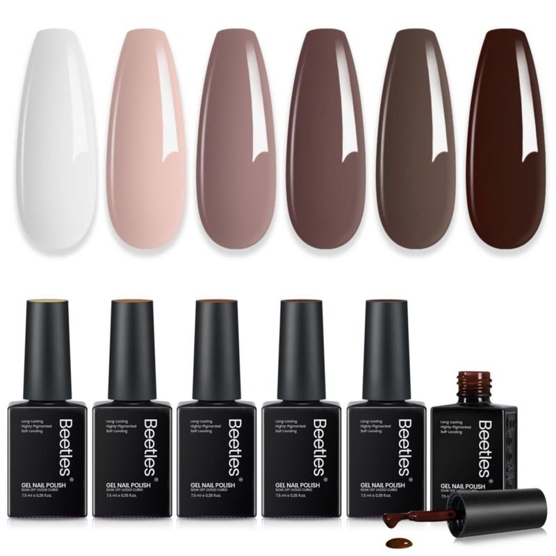 Set de esmaltes en gel Beetles – 6 tonos neutros marrones