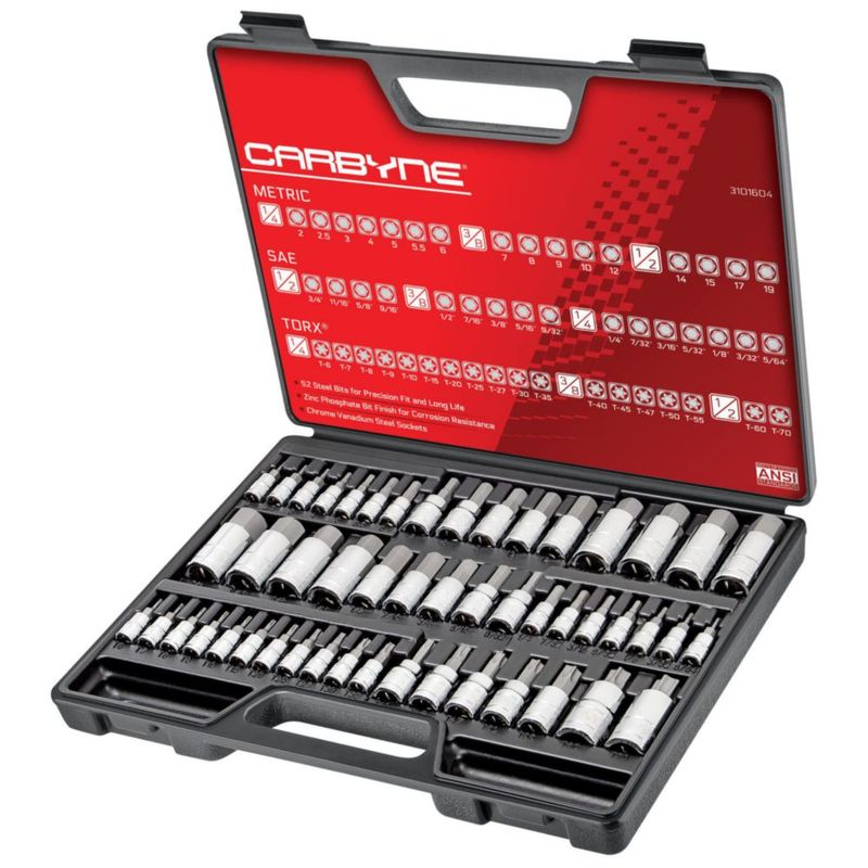 Juego de Vasos y Puntas Carbyne 50 Piezas Métricas y SAE