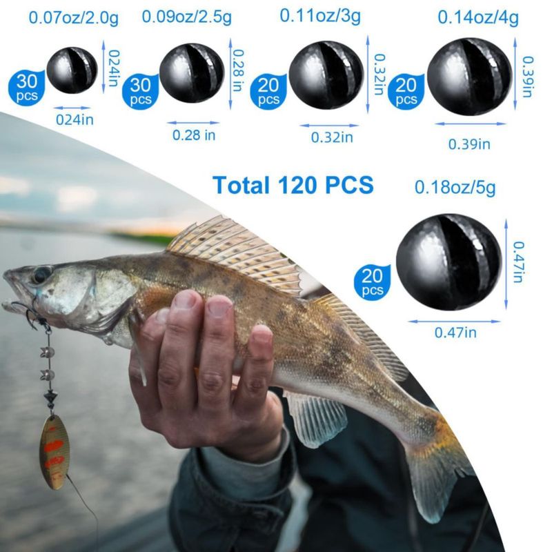 Pesos de Pesca SANWEAL 120 uds 5 tamaños Plomo Redondo de Disparo