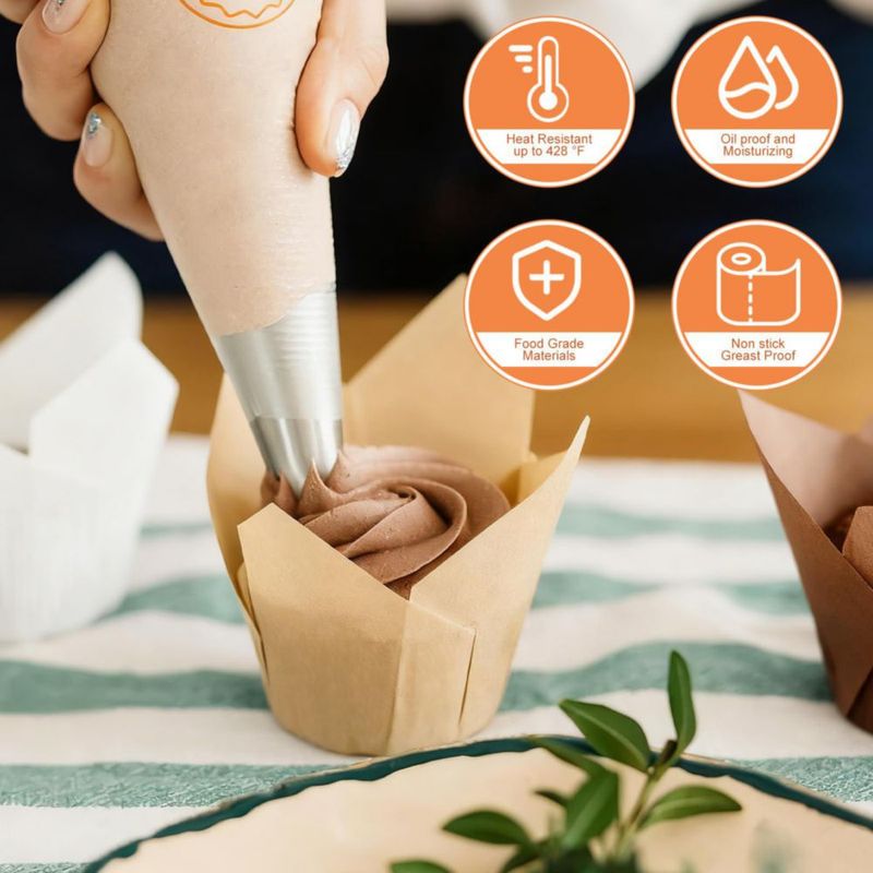 Cápsulas para cupcakes Kovpnor 200 unidades - Diseño Tulipán de papel pergamino