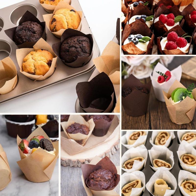 Cápsulas para cupcakes Kovpnor 200 unidades - Diseño Tulipán de papel pergamino